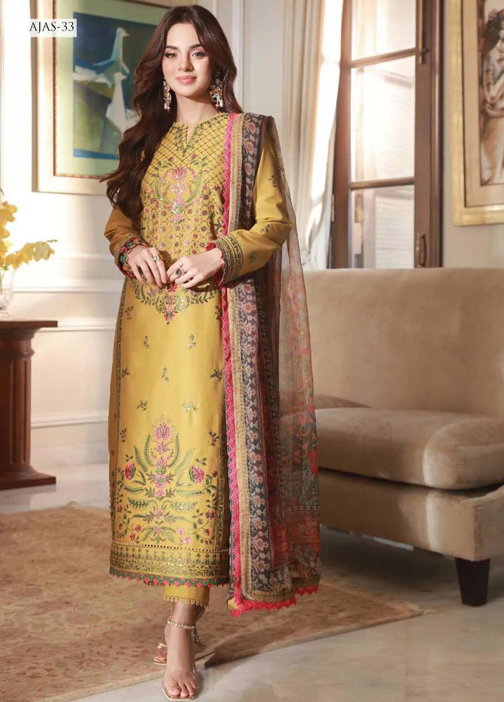 Asra Intermix By Asim Jofa Embroidered Cambric Unstitched Suit 3 Piece AJ23AI AJAS-33 - Formal Collection