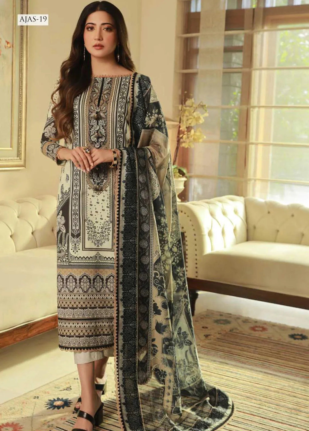 Asra Intermix By Asim Jofa Printed Cambric Unstitched Suit 2 Piece AJ23AI AJAS-19 - Formal Collection
