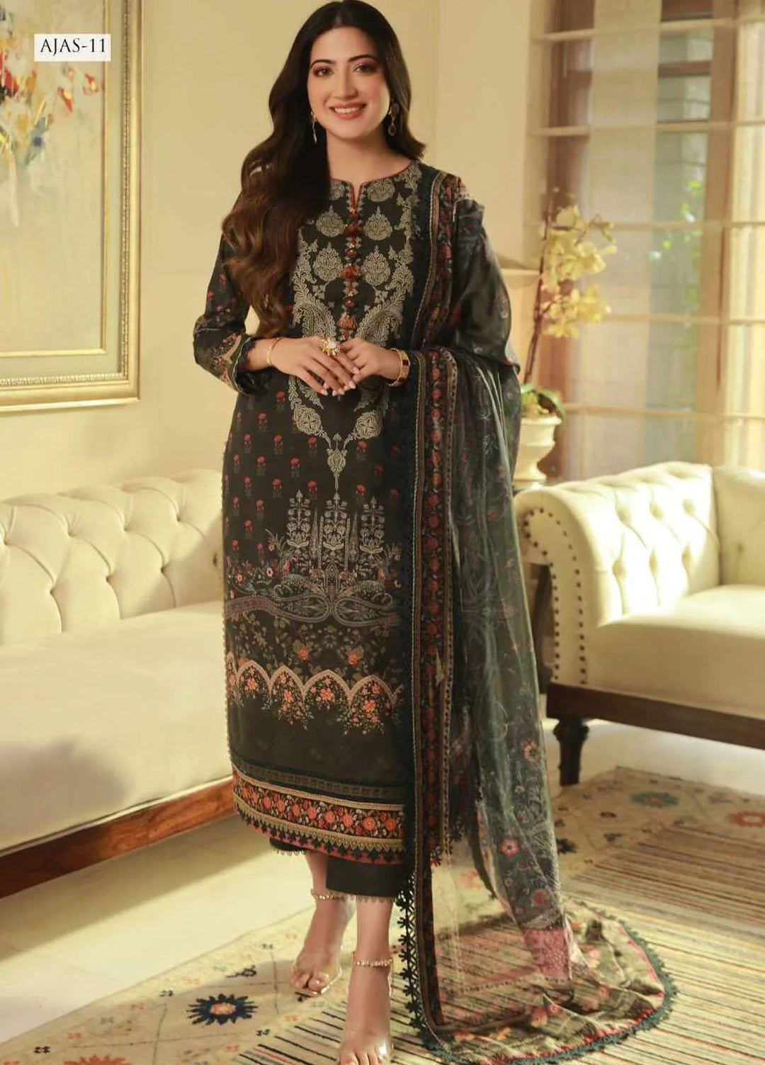 Asra Intermix By Asim Jofa Printed Cambric Unstitched Suit 3 Piece AJ23AI AJAS-11 - Formal Collection