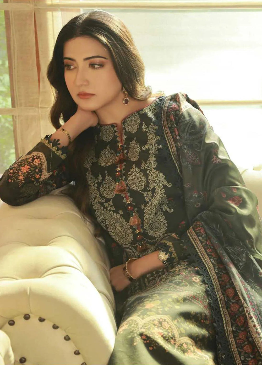 Asra Intermix By Asim Jofa Printed Cambric Unstitched Suit 3 Piece AJ23AI AJAS-11 - Formal Collection