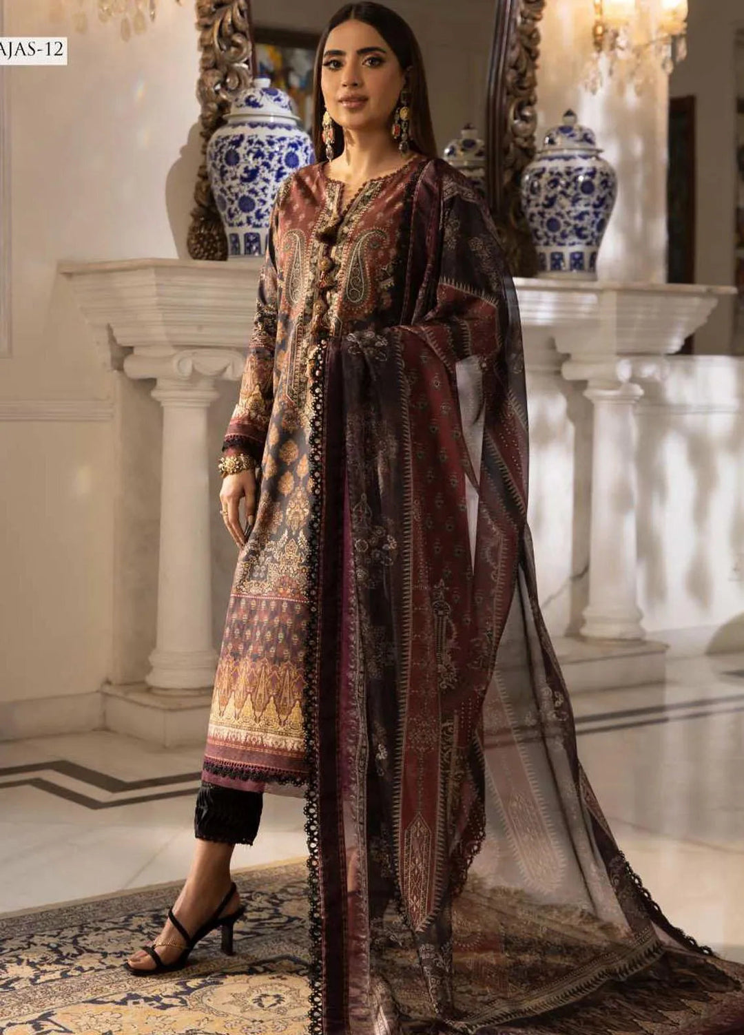 Asra Intermix By Asim Jofa Printed Cambric Unstitched Suit 3 Piece AJ23AI AJAS-12 - Formal Collection