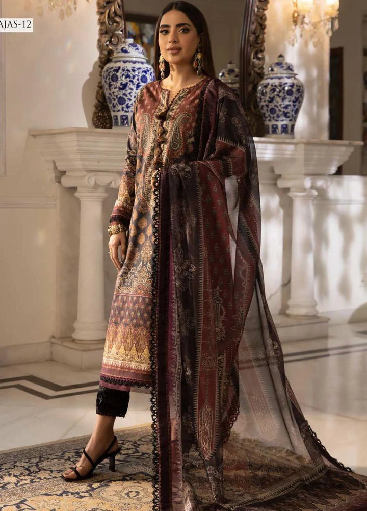 Asra Intermix By Asim Jofa Printed Cambric Unstitched Suit 3 Piece AJ23AI AJAS-12 - Formal Collection