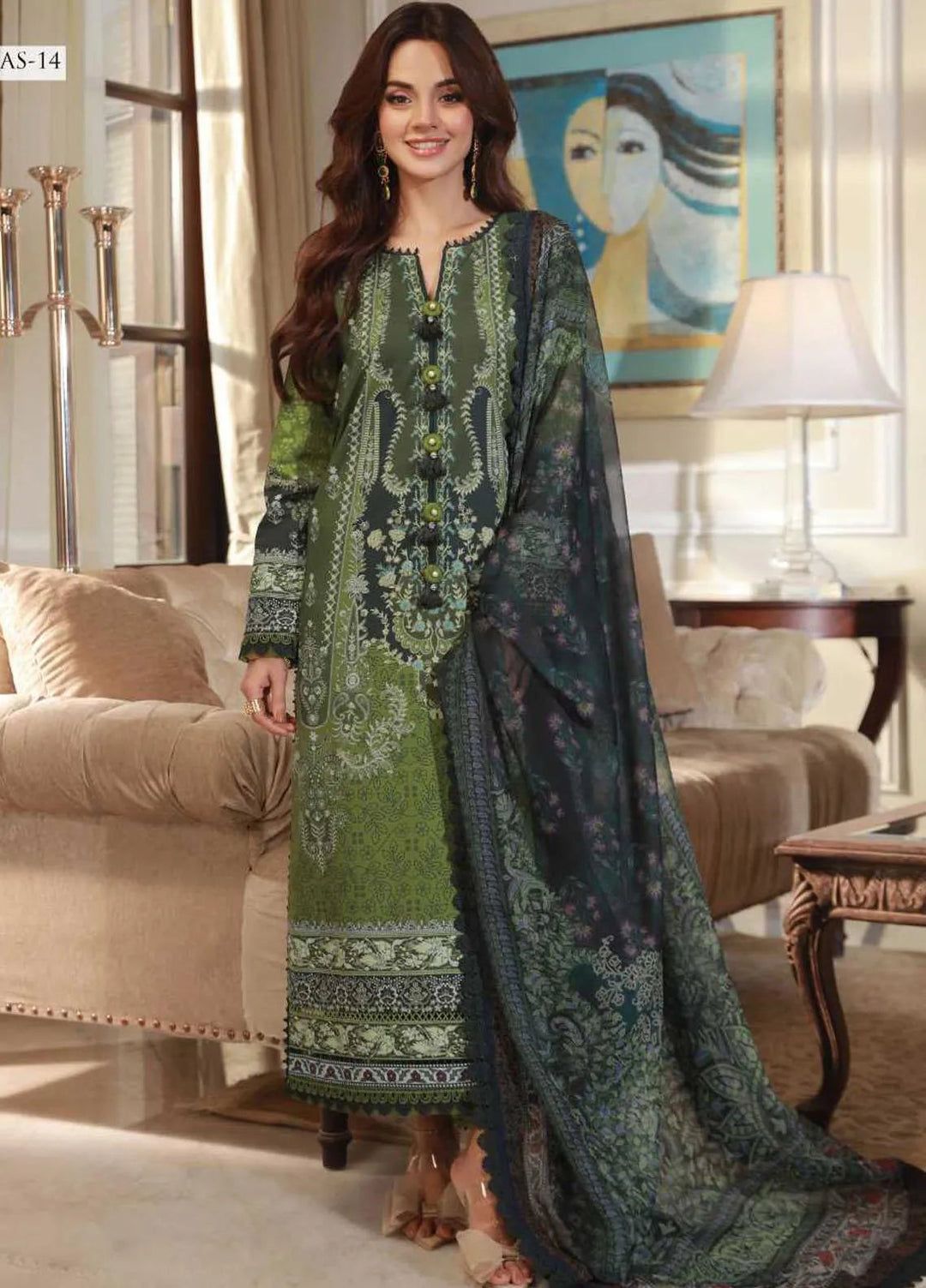 Asra Intermix By Asim Jofa Printed Cambric Unstitched Suit 3 Piece AJ23AI AJAS-14 - Formal Collection
