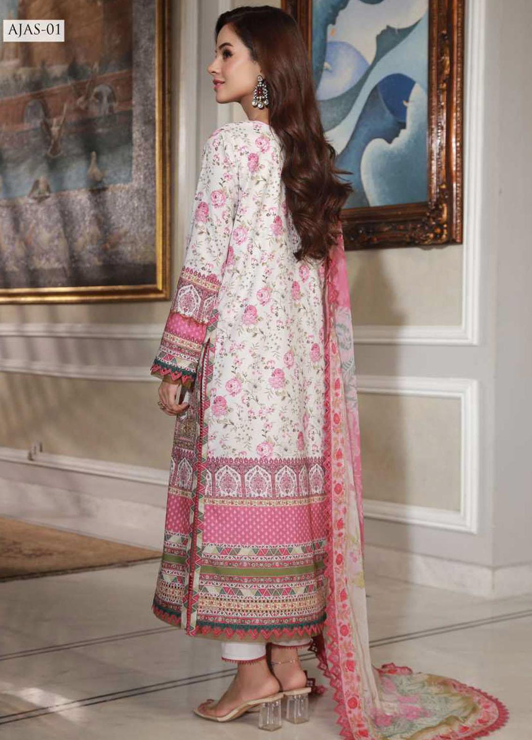 Asra Intermix By Asim Jofa Embroidered Cambric Suits Unstitched 3 Piece AJ23AI AJAS-01 - Formal Collection