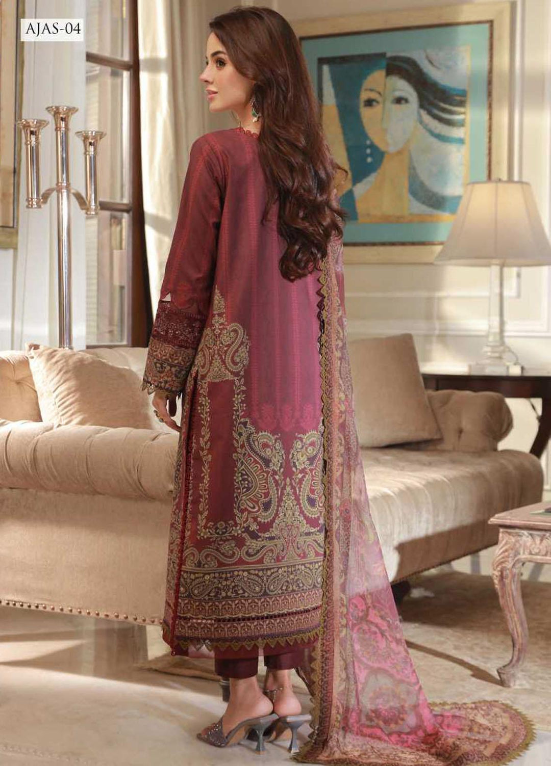 Asra Intermix By Asim Jofa Embroidered Cambric Suits Unstitched 3 Piece AJ23AI AJAS-04 - Formal Collection