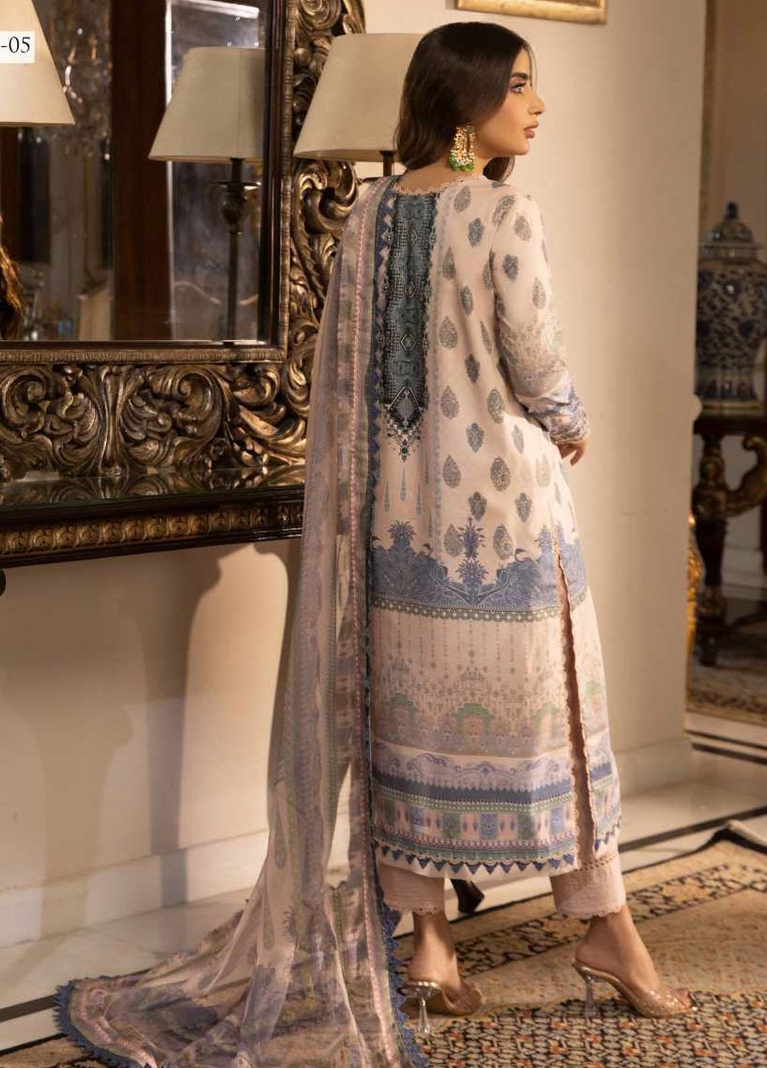 Asra Intermix By Asim Jofa Embroidered Cambric Suits Unstitched 3 Piece AJ23AI AJAS-05 - Formal Collection