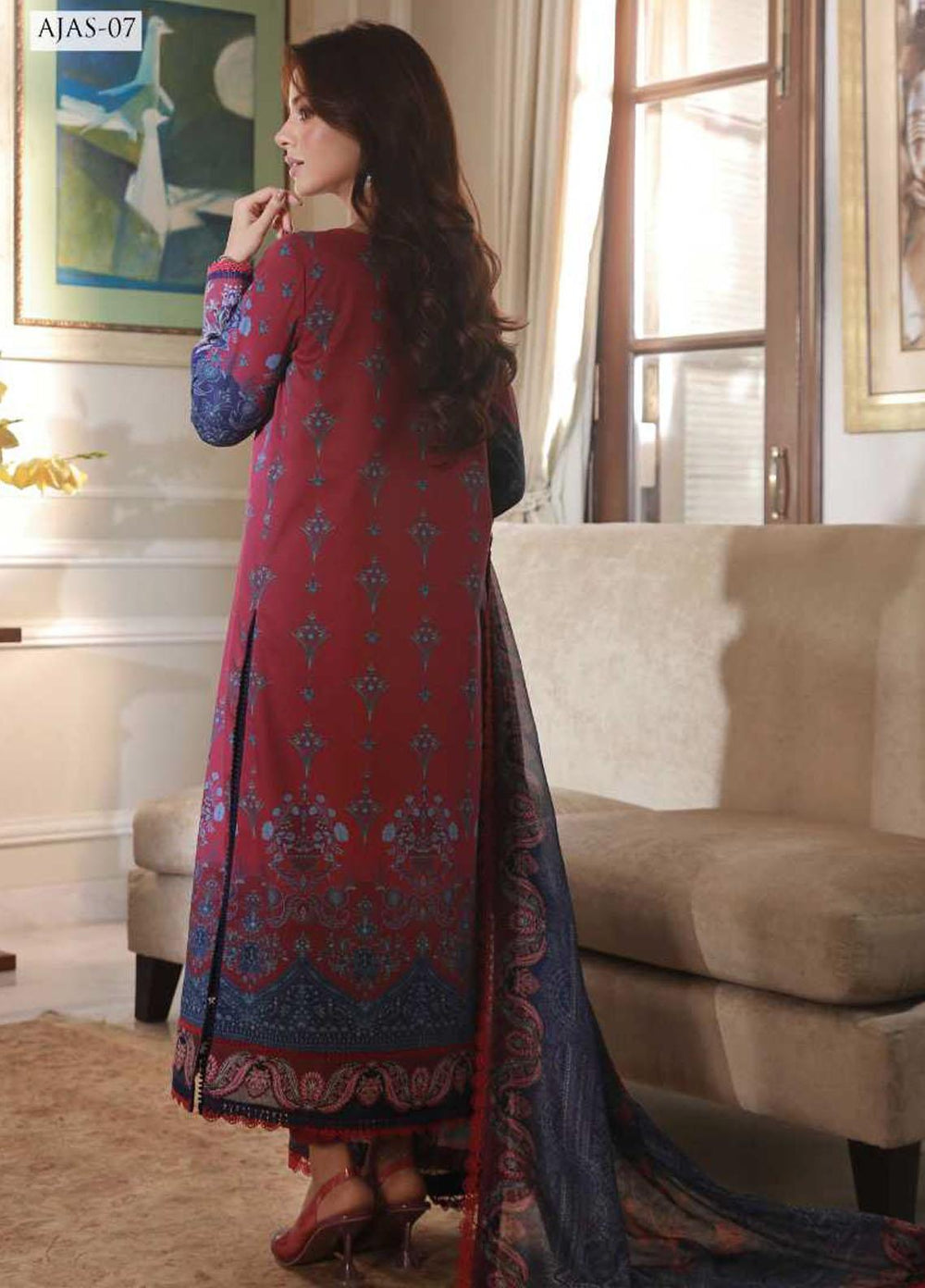 Asra Intermix By Asim Jofa Embroidered Cambric Suits Unstitched 3 Piece AJ23AI AJAS-07 - Formal Collection
