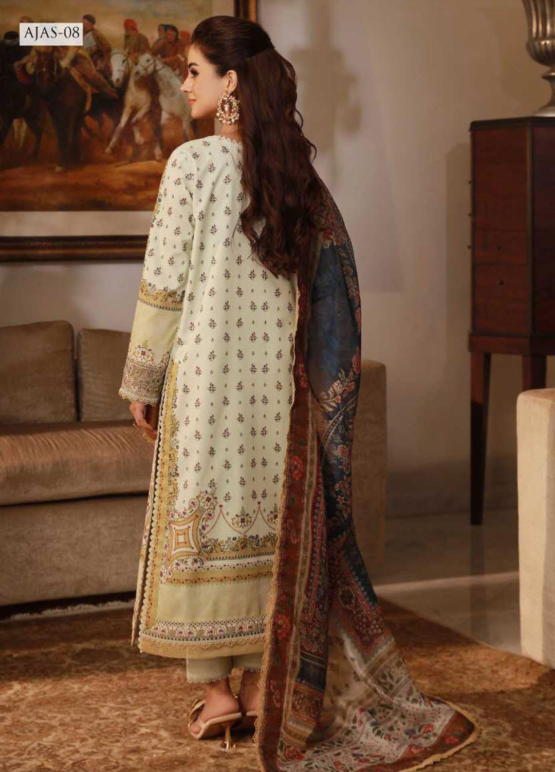 Asra Intermix By Asim Jofa Embroidered Cambric Suits Unstitched 3 Piece AJ23AI AJAS-08 - Formal Collection