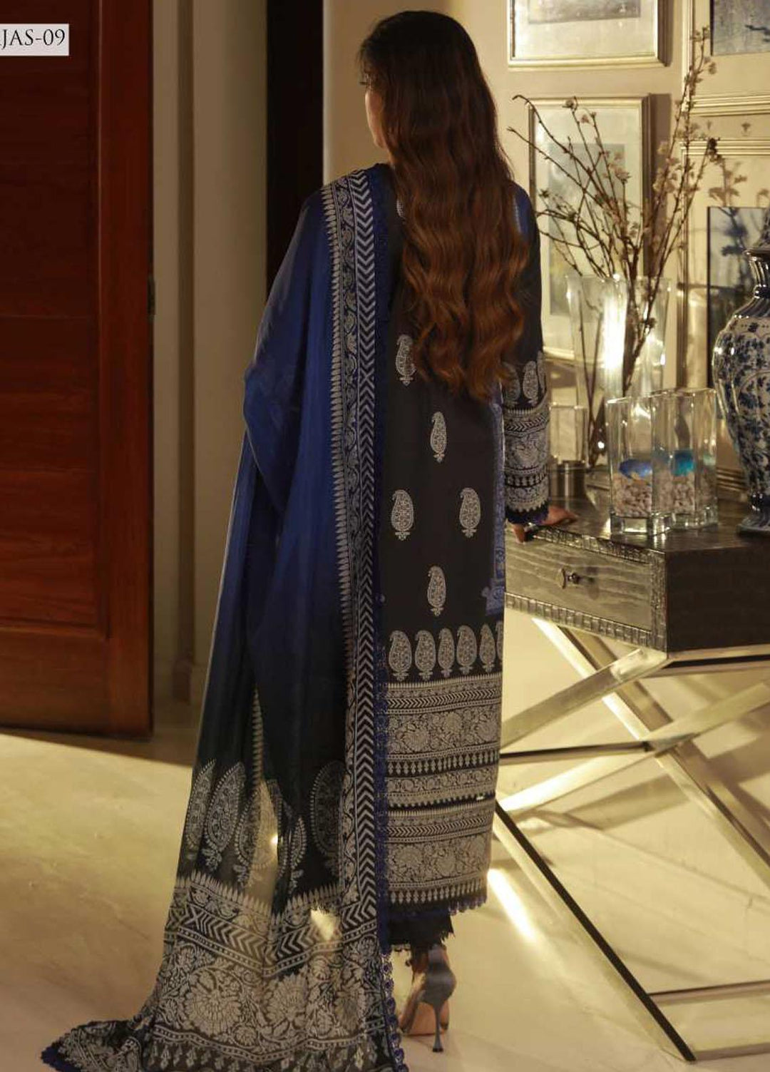 Asra Intermix By Asim Jofa Embroidered Cambric Suits Unstitched 3 Piece AJ23AI AJAS-09 - Formal Collection