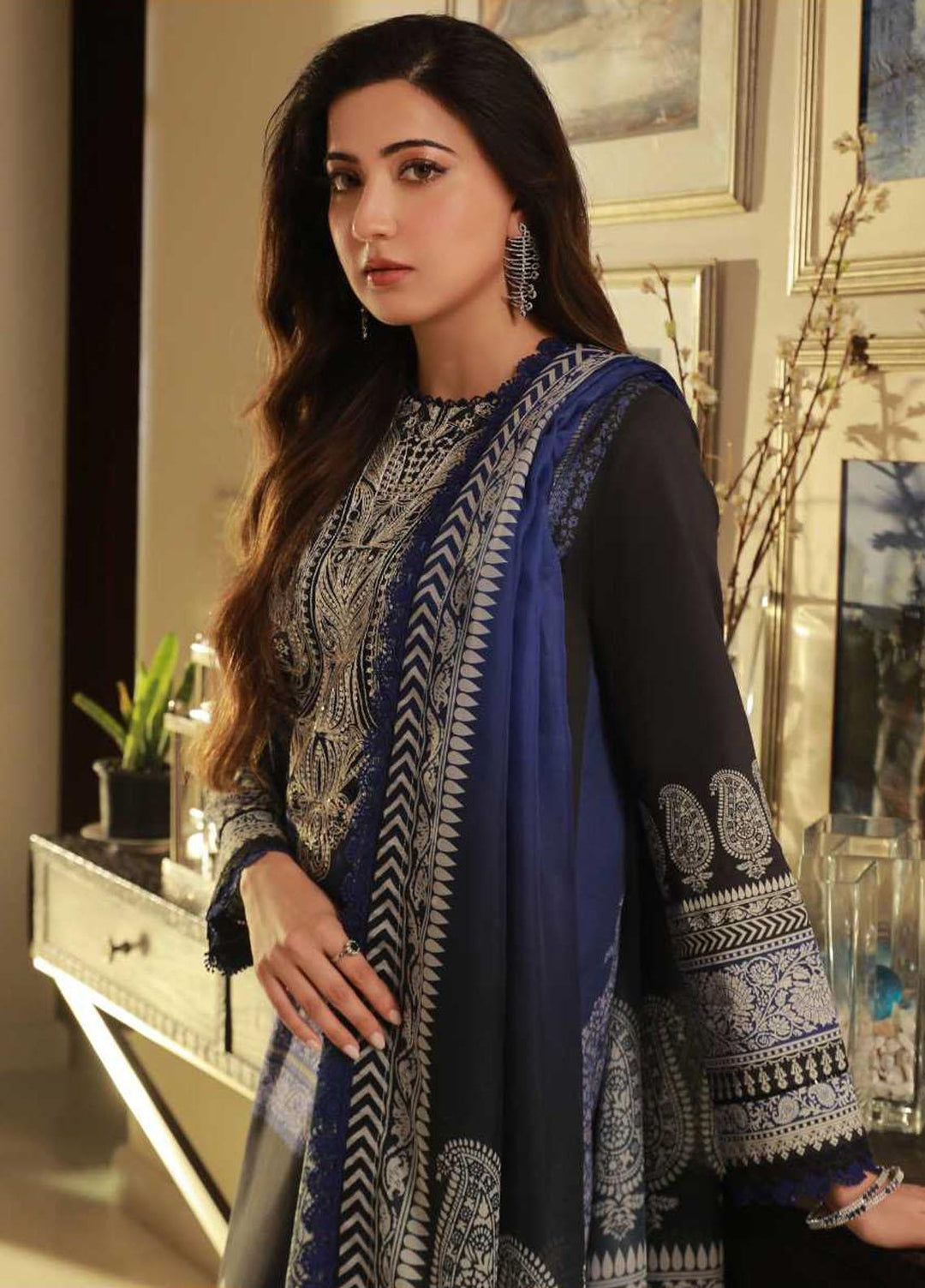 Asra Intermix By Asim Jofa Embroidered Cambric Suits Unstitched 3 Piece AJ23AI AJAS-09 - Formal Collection