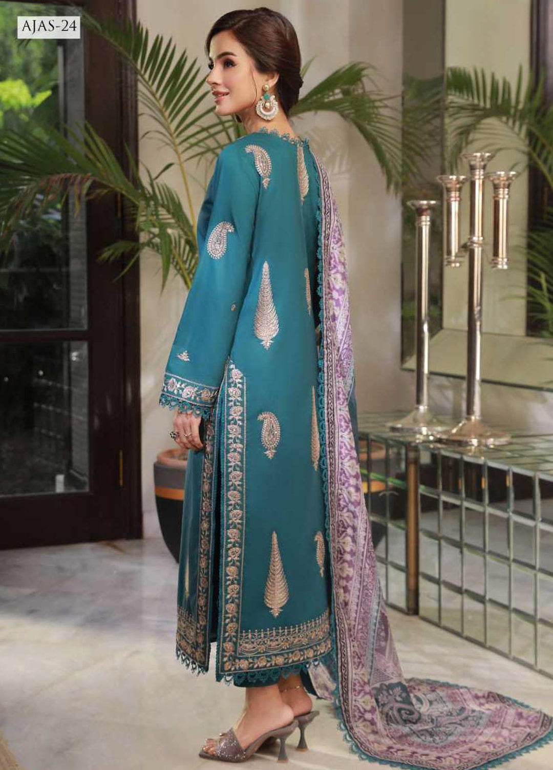 Asra Intermix By Asim Jofa Embroidered Cambric Suits Unstitched 3 Piece AJ23AI AJAS-24 - Formal Collection