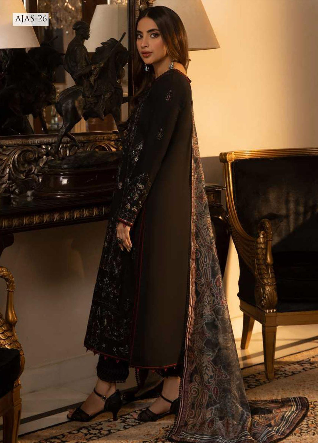 Asra Intermix By Asim Jofa Embroidered Cambric Suits Unstitched 3 Piece AJ23AI AJAS-26 - Formal Collection