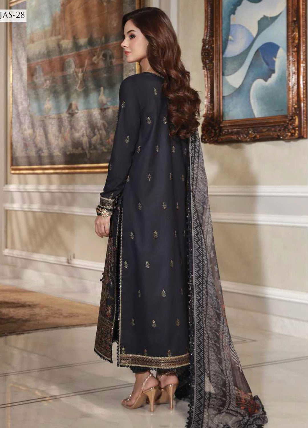Asra Intermix By Asim Jofa Embroidered Cambric Suits Unstitched 3 Piece AJ23AI AJAS-28 - Formal Collection