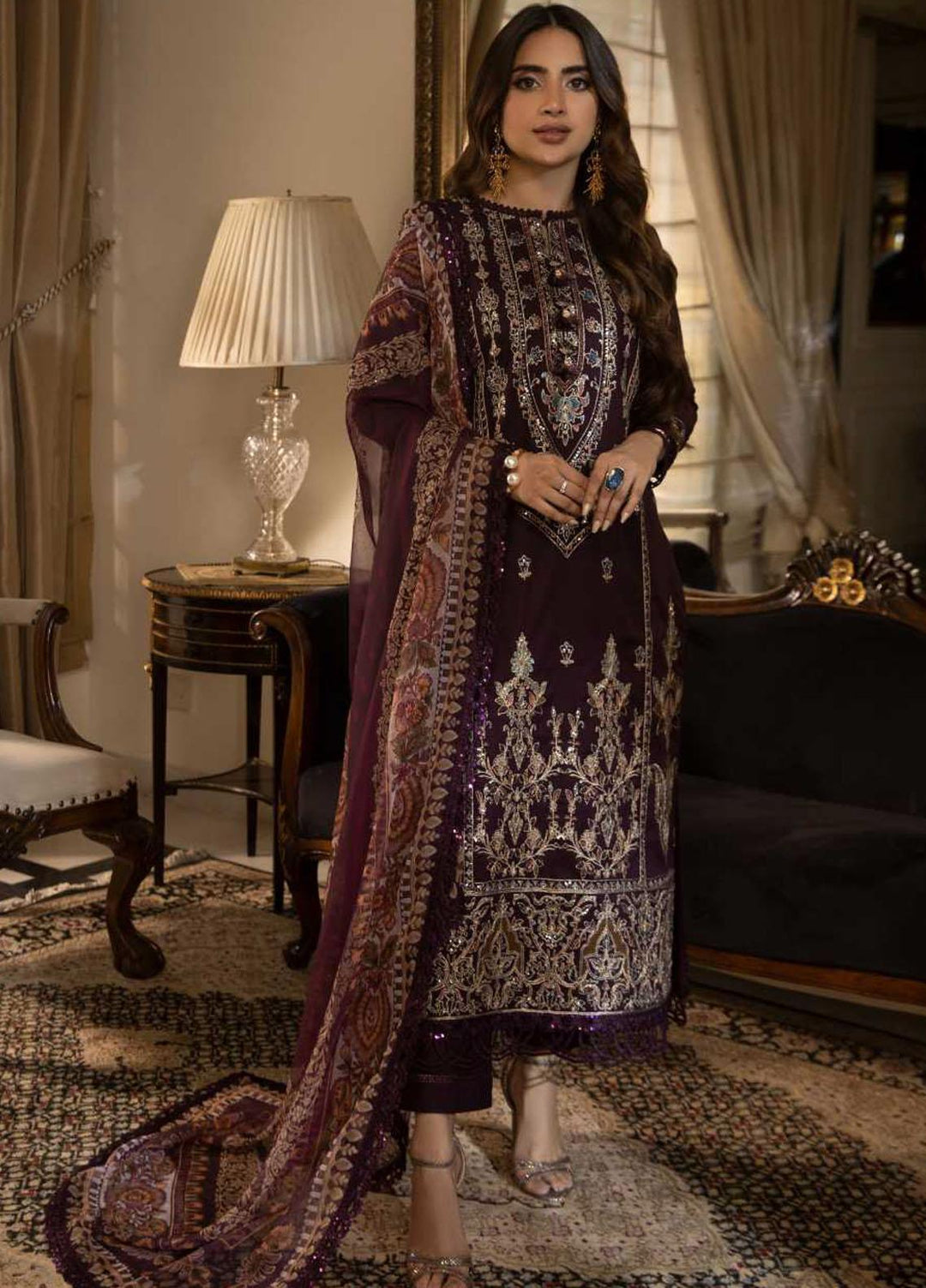 Asra Intermix By Asim Jofa Embroidered Cambric Suits Unstitched 3 Piece AJ23AI AJAS-29 - Formal Collection
