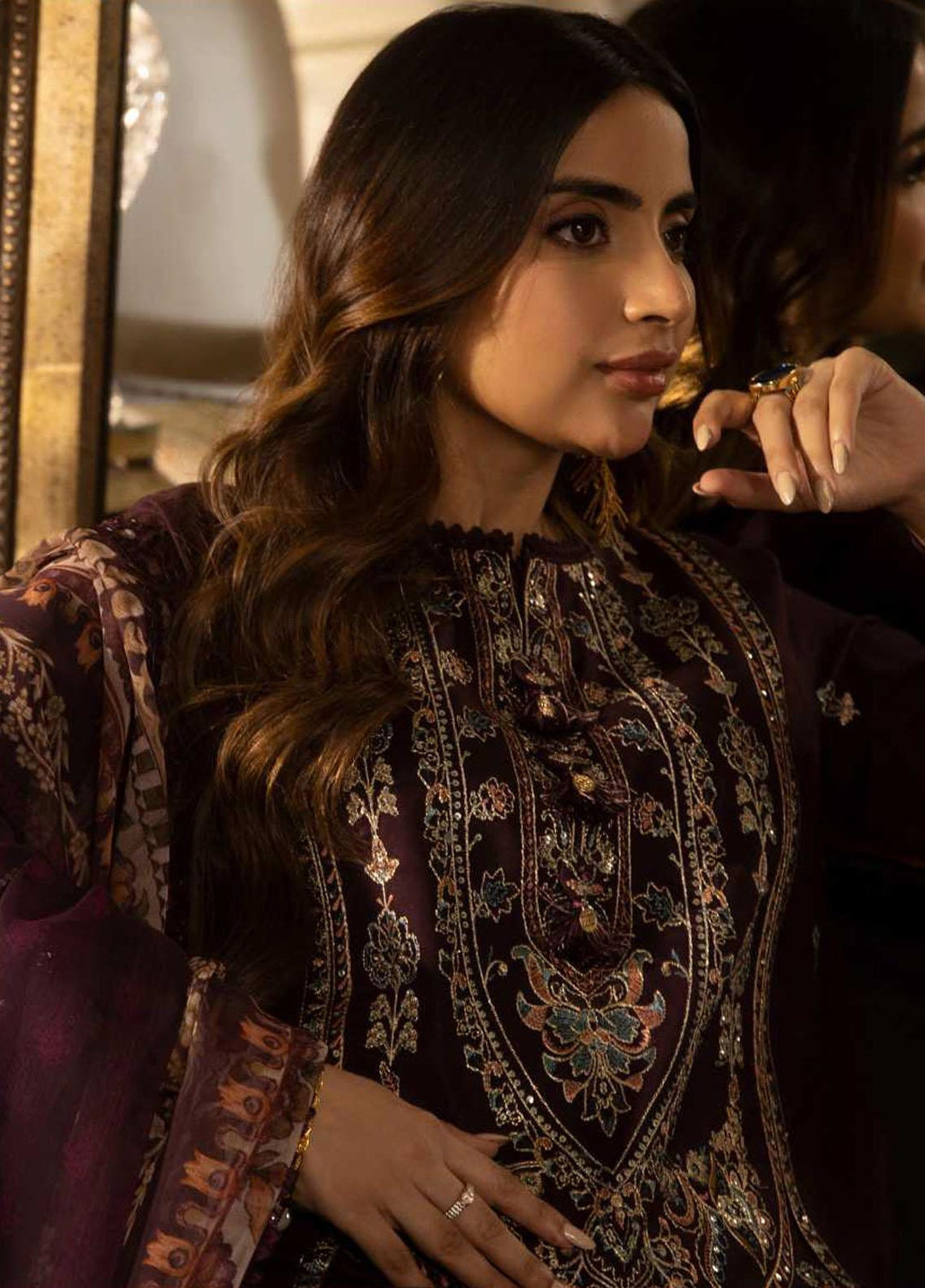 Asra Intermix By Asim Jofa Embroidered Cambric Suits Unstitched 3 Piece AJ23AI AJAS-29 - Formal Collection