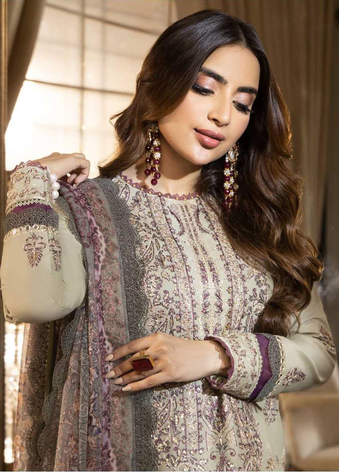 Asra Intermix By Asim Jofa Embroidered Cambric Suits Unstitched 3 Piece AJ23AI AJAS-30 - Formal Collection