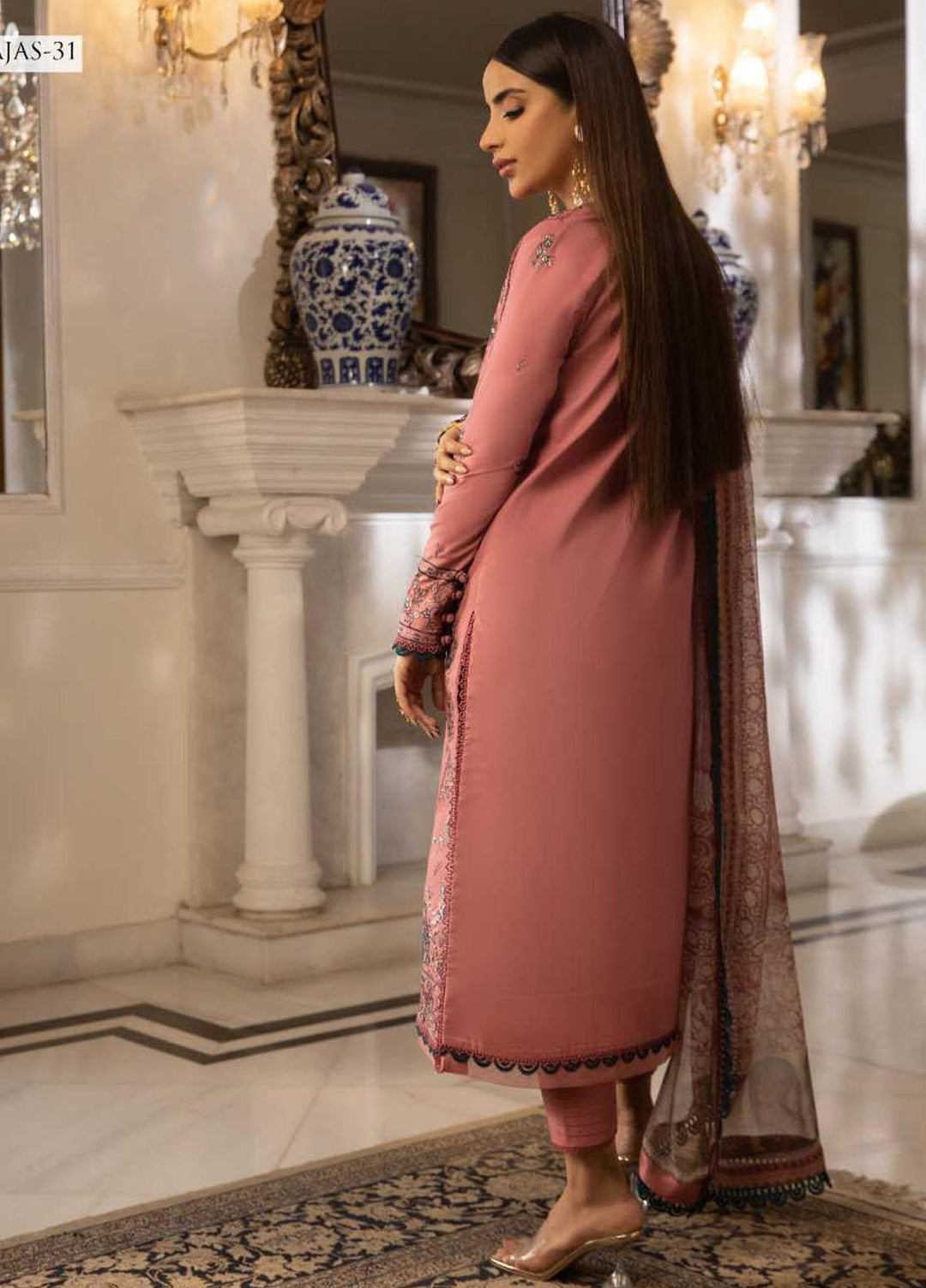 Asra Intermix By Asim Jofa Embroidered Cambric Suits Unstitched 3 Piece AJ23AI AJAS-31 - Formal Collection