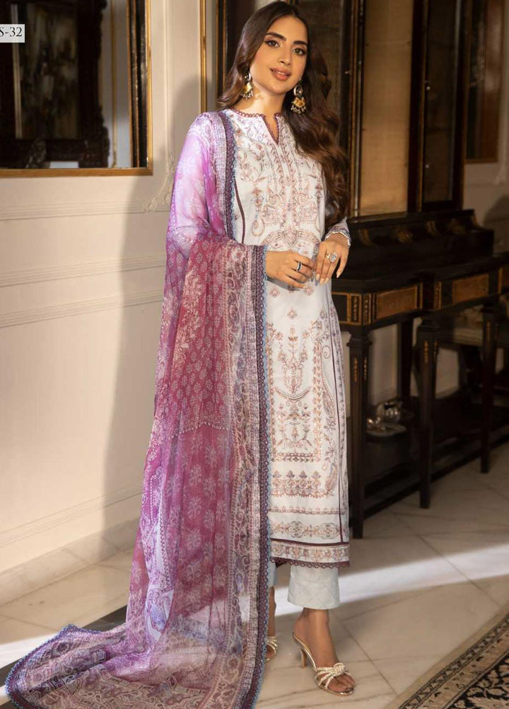 Asra Intermix By Asim Jofa Embroidered Cambric Suits Unstitched 3 Piece AJ23AI AJAS-32 - Formal Collection