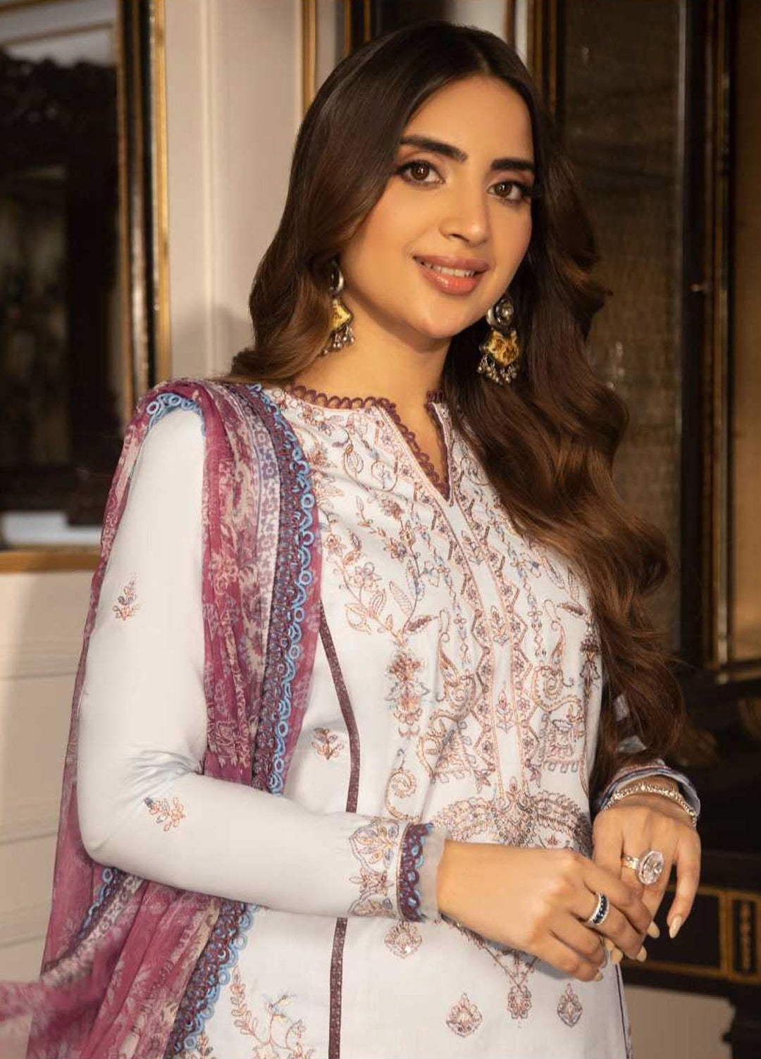 Asra Intermix By Asim Jofa Embroidered Cambric Suits Unstitched 3 Piece AJ23AI AJAS-32 - Formal Collection