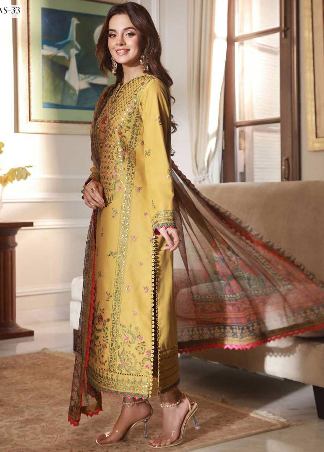 Asra Intermix By Asim Jofa Embroidered Cambric Suits Unstitched 3 Piece AJ23AI AJAS-33 - Formal Collection