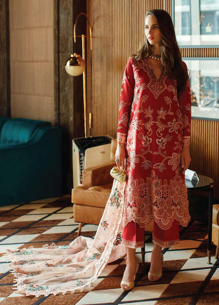 Astoria By Mushq Embroidered Lawn Suits Unstitched 3 Piece MQ23A 07 Scarlet - Festive Collection