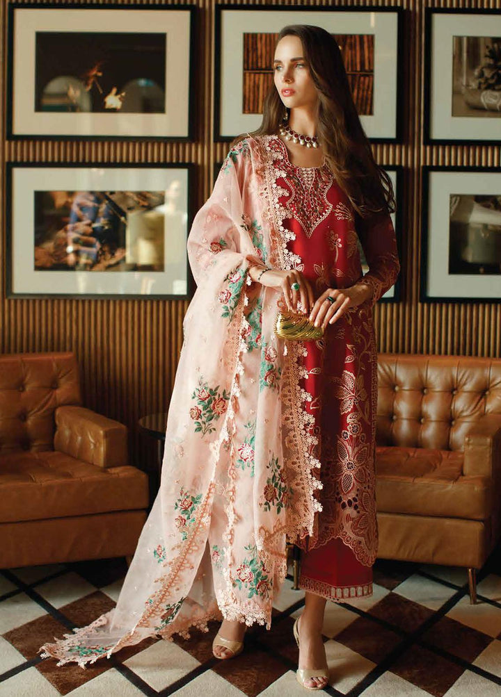 Astoria By Mushq Embroidered Lawn Suits Unstitched 3 Piece MQ23A 07 Scarlet - Festive Collection