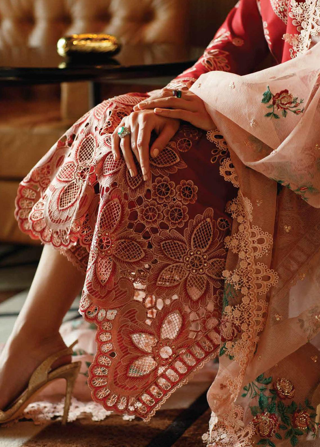 Astoria By Mushq Embroidered Lawn Suits Unstitched 3 Piece MQ23A 07 Scarlet - Festive Collection