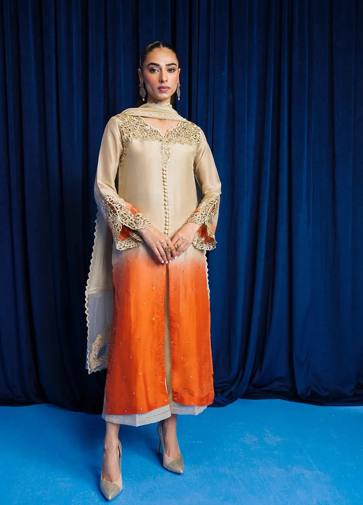 Astrella by Maham Sultan Pret Embroidered Sheesh Silk 3 Piece Suit Aveline