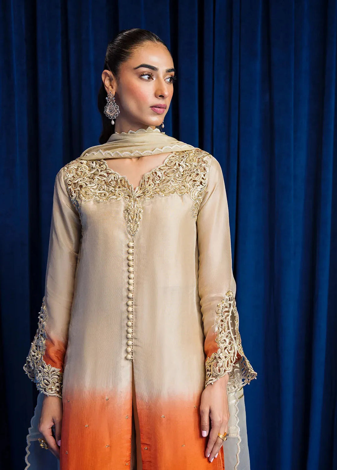 Astrella by Maham Sultan Pret Embroidered Sheesh Silk 3 Piece Suit Aveline