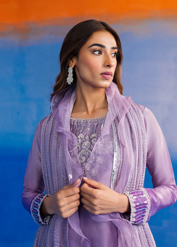Astrella by Maham Sultan Pret Embroidered Sheesh Silk 3 Piece Suit Veloria