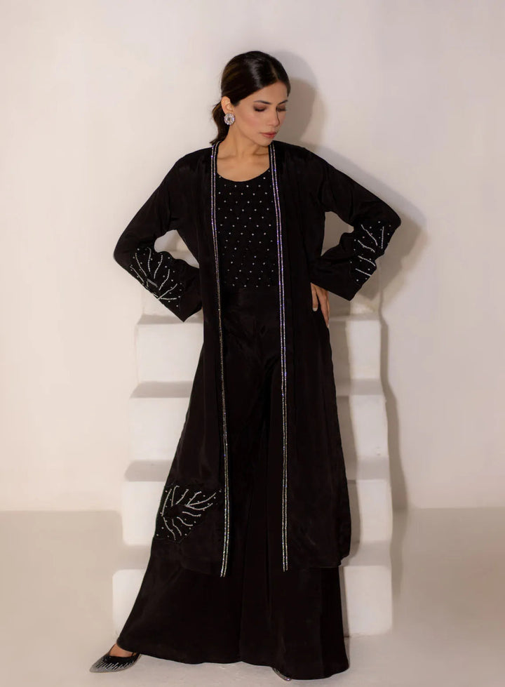 Attire By Maha Pret Embroidered Chiffon 3 Piece Suit Charcoal