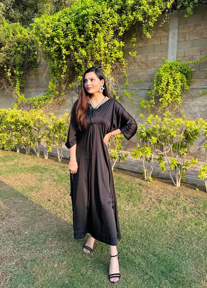 Attire by Maha Pret Embroidered Raw Silk 3 Piece Suit Black Swan