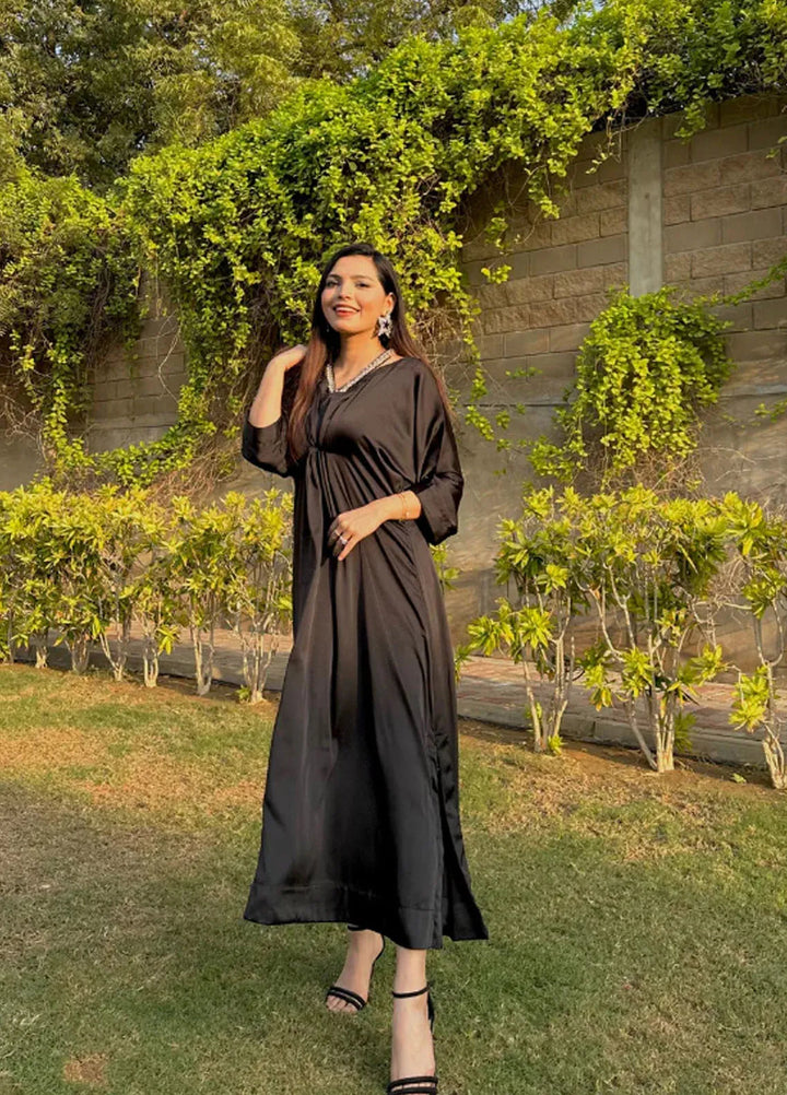 Attire by Maha Pret Embroidered Raw Silk 3 Piece Suit Black Swan