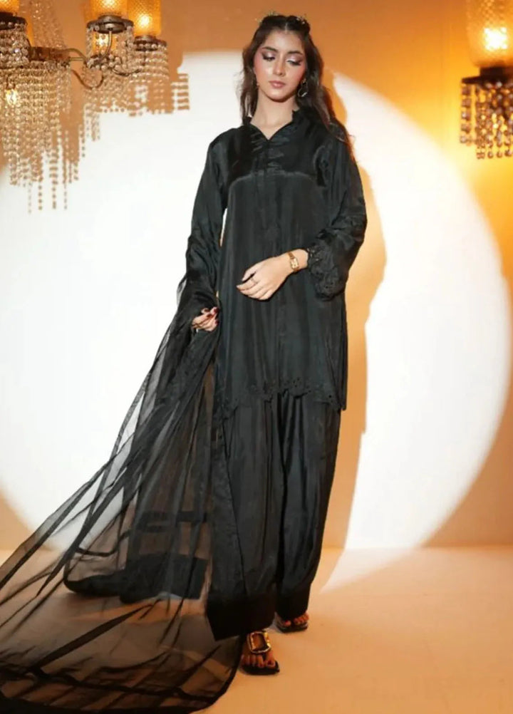 Attire by Maha Pret Embroidered Raw Silk 3 Piece Suit Cobalt