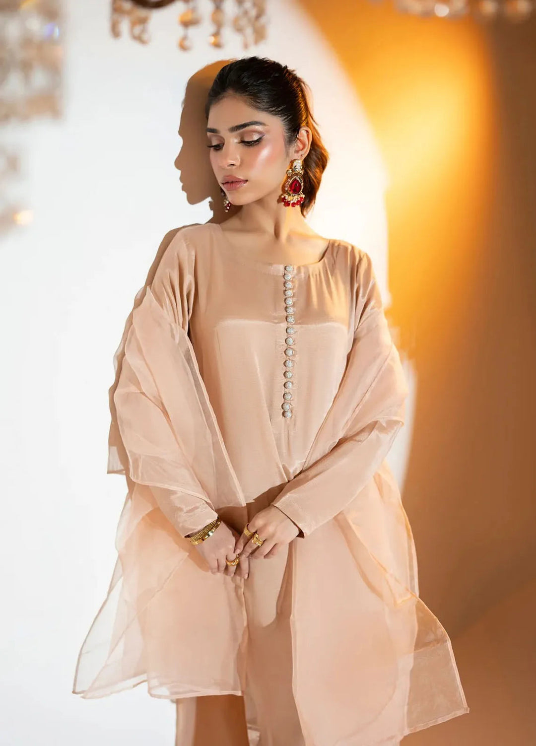 Attire by Maha Pret Embroidered Raw Silk 3 Piece Suit Glaze