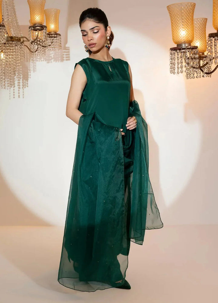 Attire by Maha Pret Embroidered Raw Silk 3 Piece Suit Green Grace