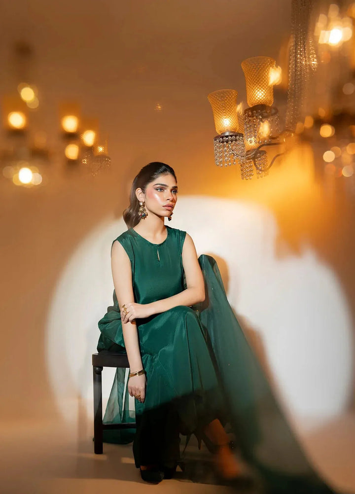 Attire by Maha Pret Embroidered Raw Silk 3 Piece Suit Green Grace