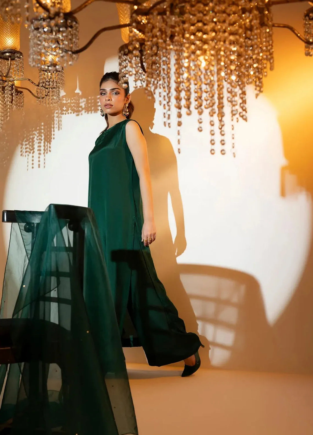 Attire by Maha Pret Embroidered Raw Silk 3 Piece Suit Green Grace