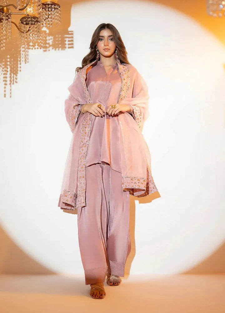 Attire by Maha Pret Embroidered Raw Silk 3 Piece Suit Pastel Charm