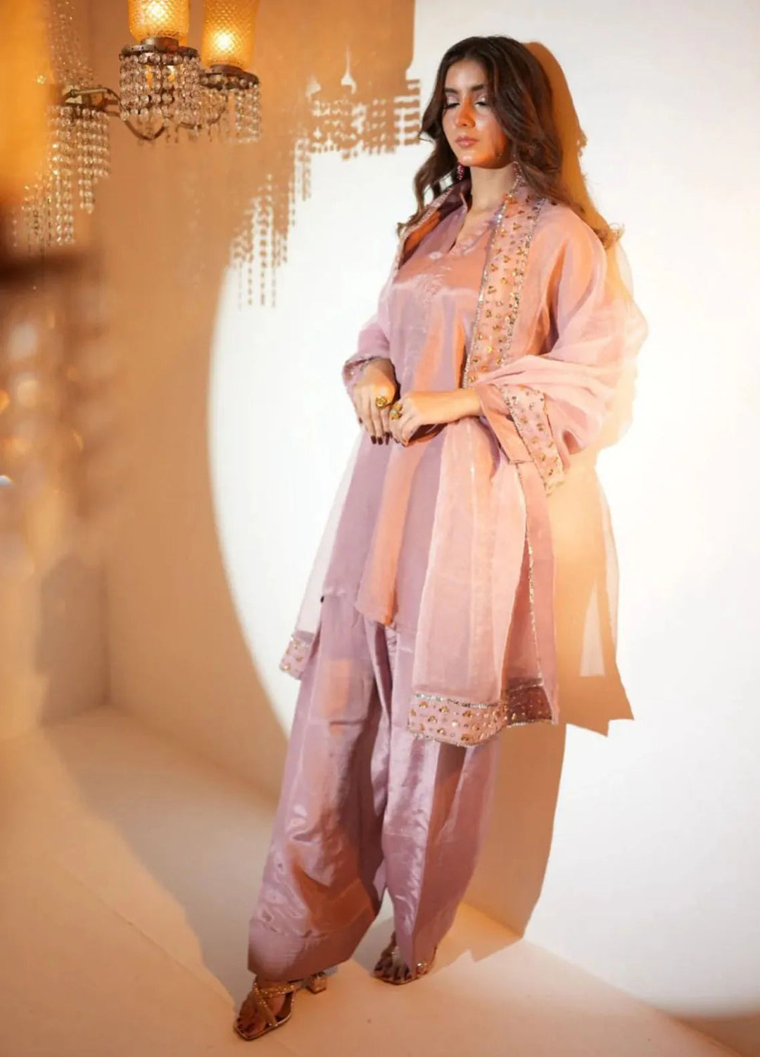 Attire by Maha Pret Embroidered Raw Silk 3 Piece Suit Pastel Charm