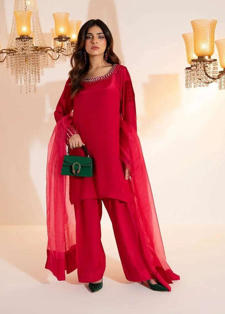 Attire by Maha Pret Embroidered Raw Silk 3 Piece Suit Pink Luxe