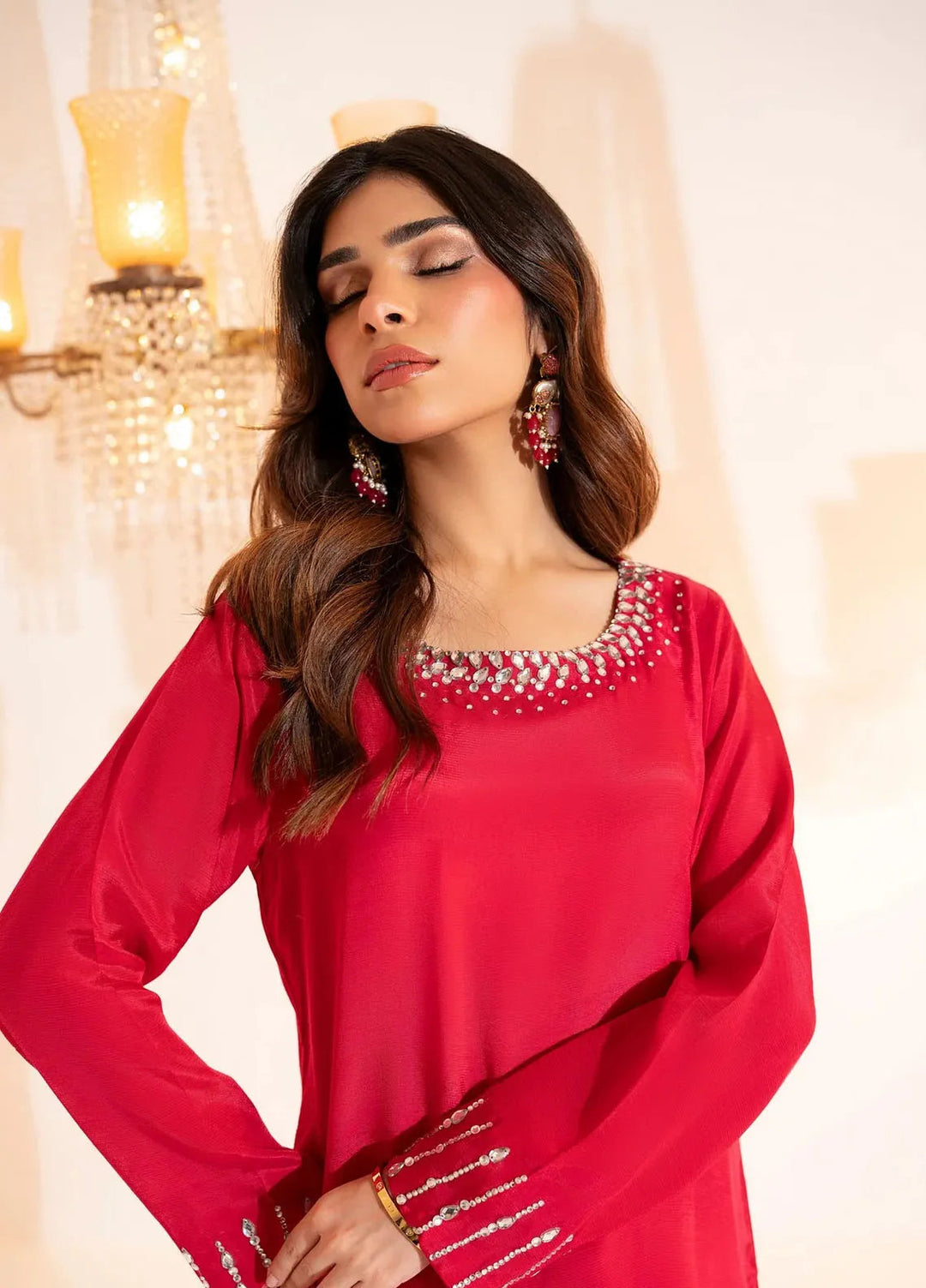 Attire by Maha Pret Embroidered Raw Silk 3 Piece Suit Pink Luxe