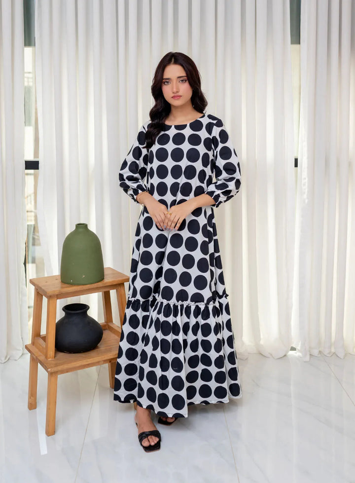 Attire By Maha Pret Printed Cotton Lawn Frock Mousy