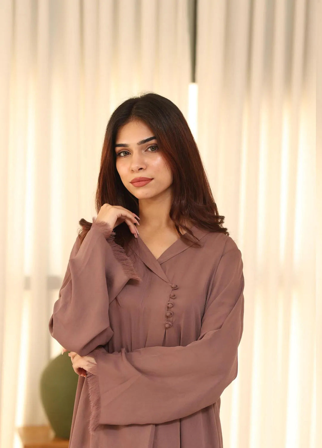 Attire by Maha Pret Solid Georgette 2 Piece Suit Dusky Chestnut