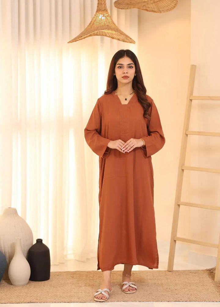 Attire by Maha Pret Solid Georgette 2 Piece Suit Pumpkin Spice