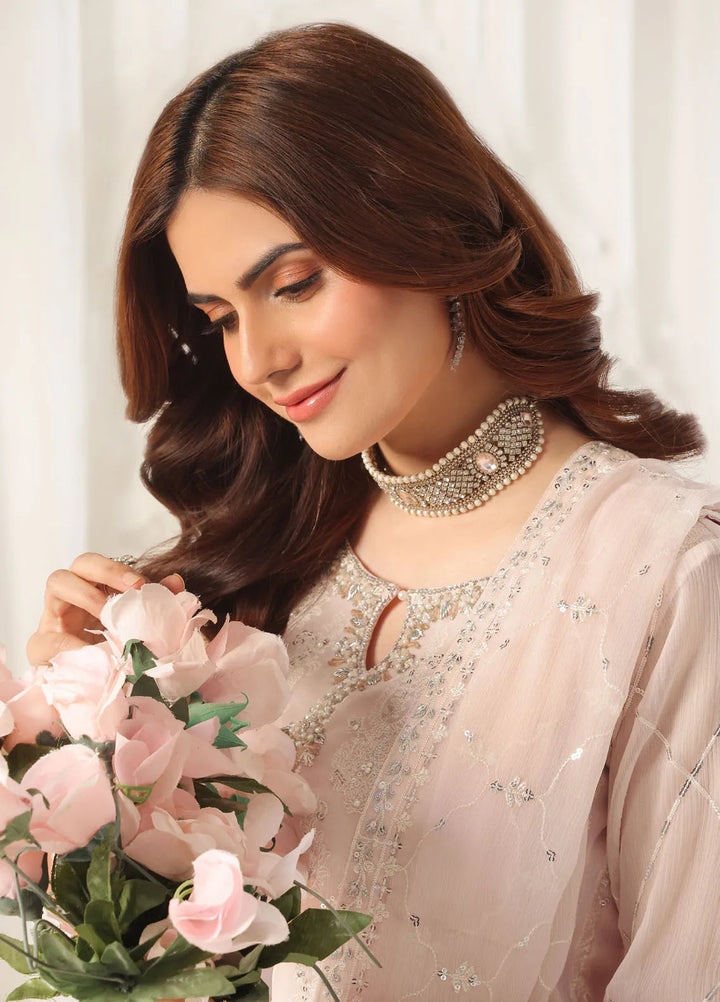 Aura by Shamooz Pret Embroidered Chiffon 3 Piece Suit SEM-0786 Blush Pink