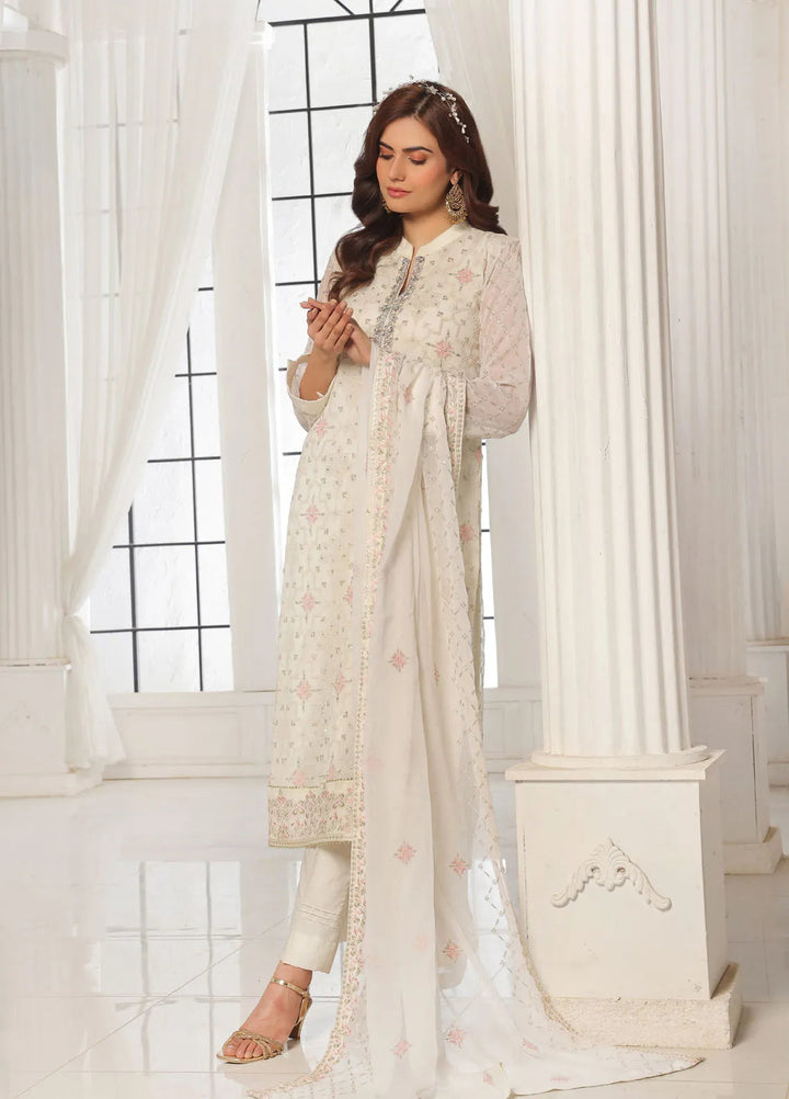 Aura by Shamooz Pret Embroidered Chiffon 3 Piece Suit SEM-0787 Ivory Hue