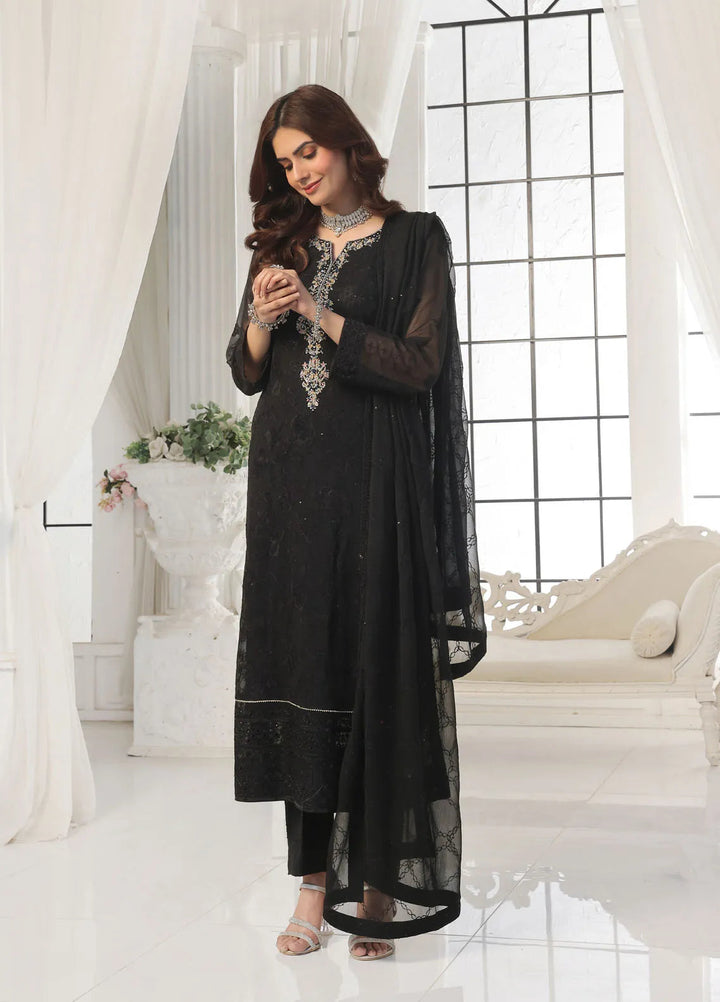 Aura by Shamooz Pret Embroidered Chiffon 3 Piece Suit SEM-0789 Black