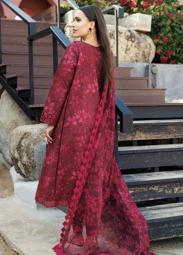 Aurea by Farasha Embroidered Lawn Suit Unstitched 3 Piece FSH25AL D-01 Merlot Muse - Summer Collection