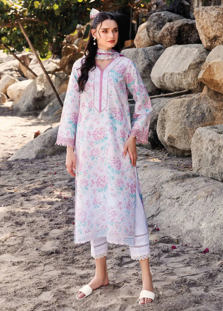 Aurea by Farasha Embroidered Lawn Suit Unstitched 3 Piece FSH25AL D-02 Blossom Mist - Summer Collection